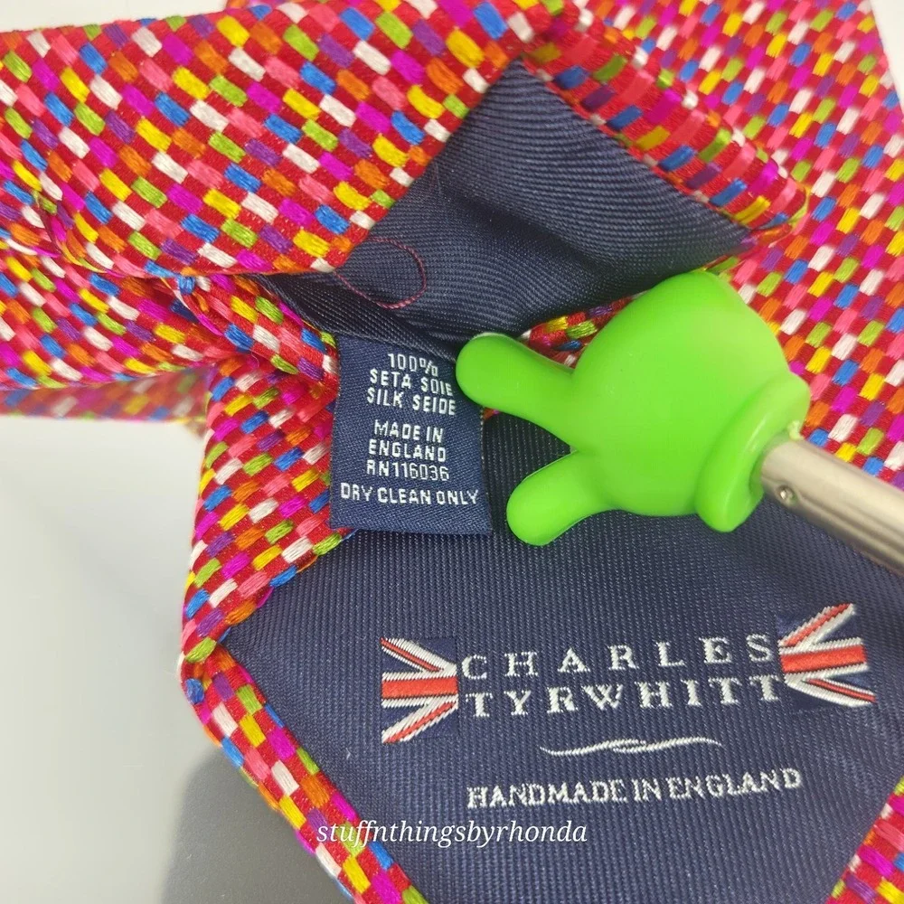 Charles Tyrwhitt‎ Made In England Colorful Woven 100% Silk Tie 58